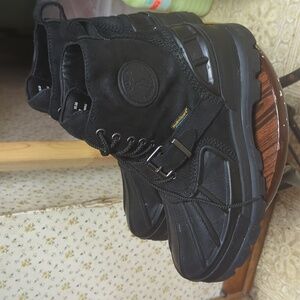 NWT Polo Ralph Lauren Oslo High Oiled Leather Rubber Rain Snow Boots in Black